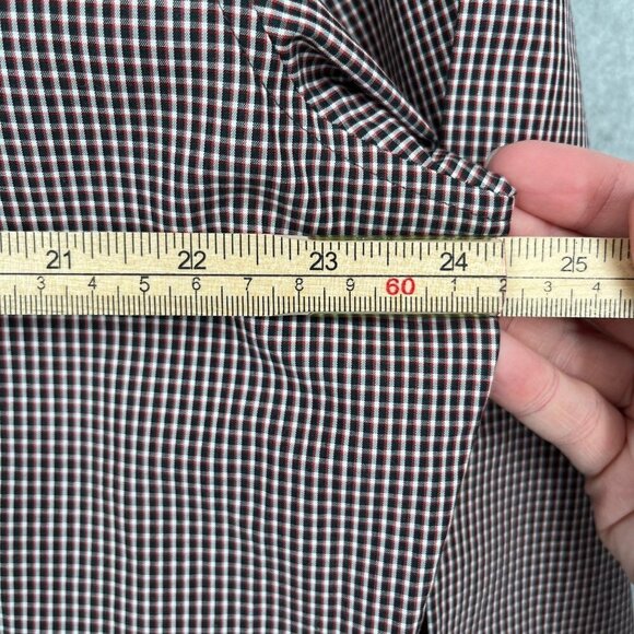 John Varvatos Mens Slim Fit Button Front Shirt Size 17.5 32/33 Black Red Plaid - Picture 10 of 13